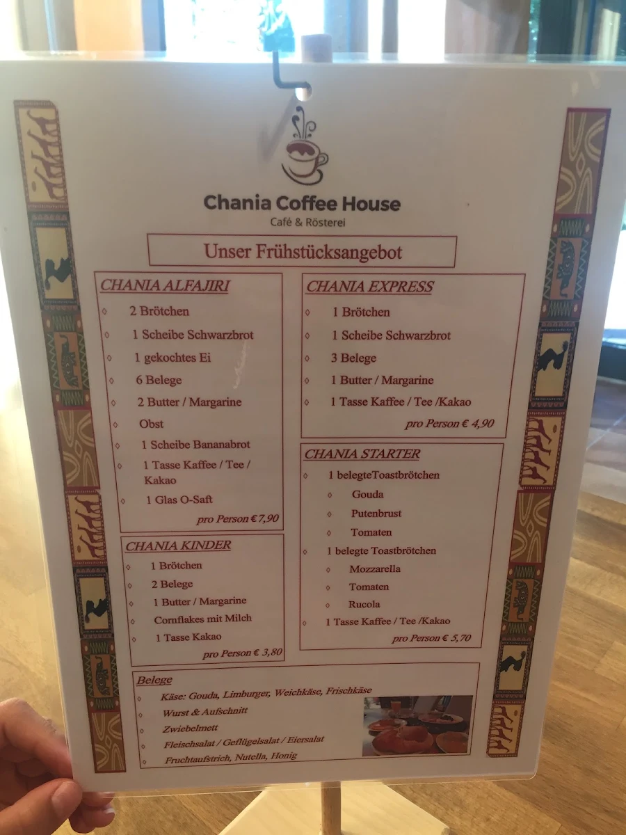 Speisekarte, Chania Coffee House