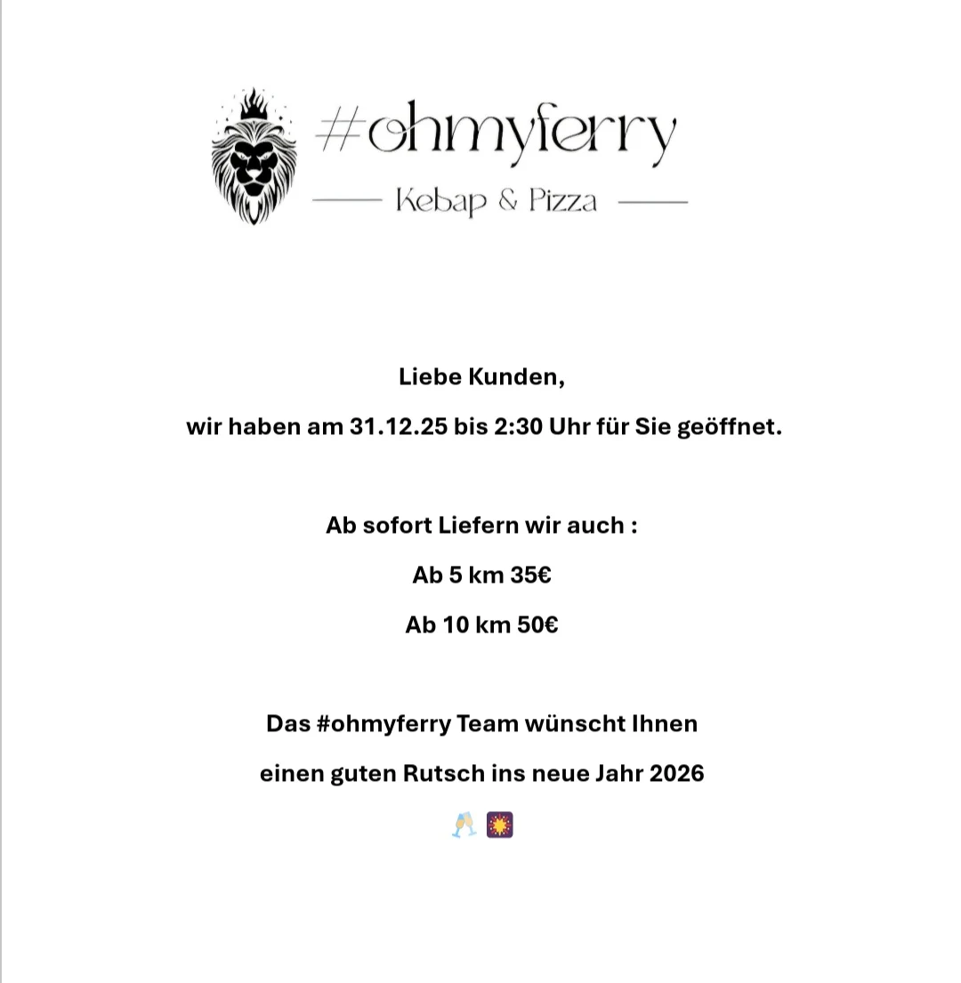 Speisekarte, #ohmyferry Kebap und Pizza