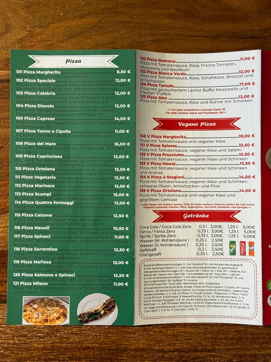 Speisekarte, Pizzeria Don Pietro