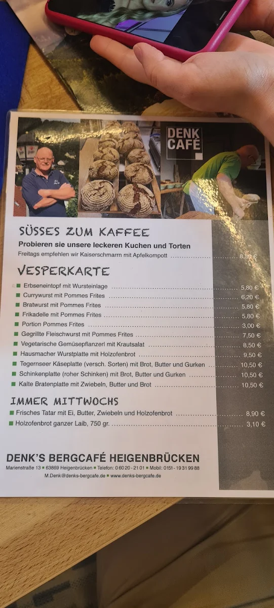 Speisekarte, Denk's Berg-Cafe