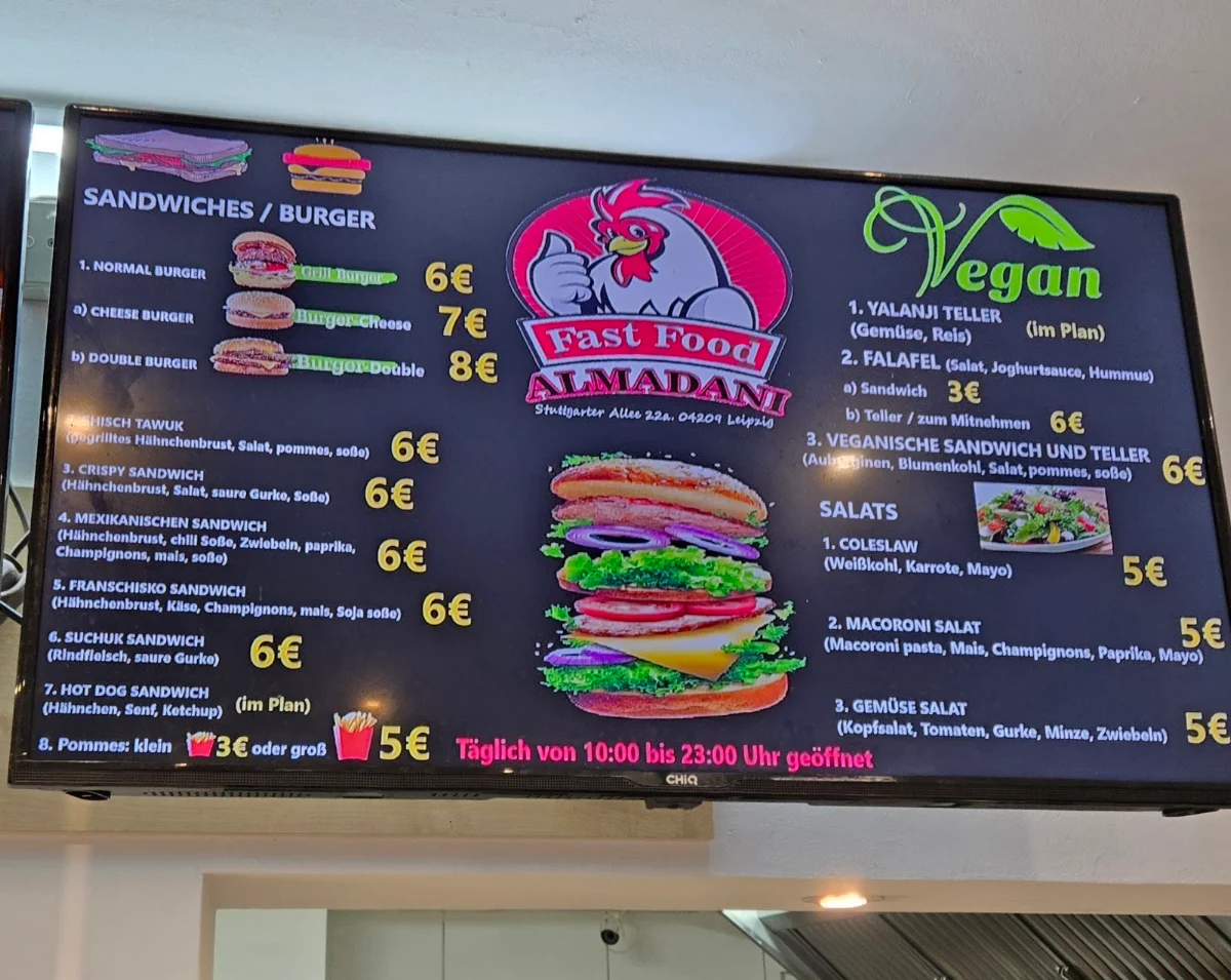 Speisekarte, ALMADANI'S FAST FOOD