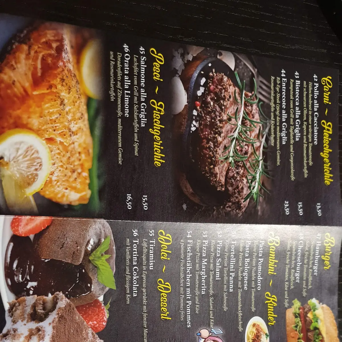Speisekarte, Pizzeria da Bacco. Bald Wiedereröffnung