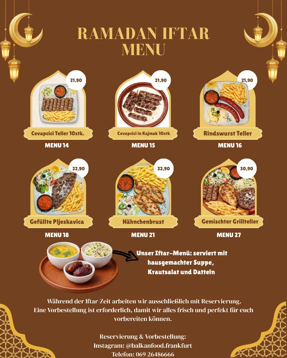 Speisekarte, Balkan Food Frankfurt
