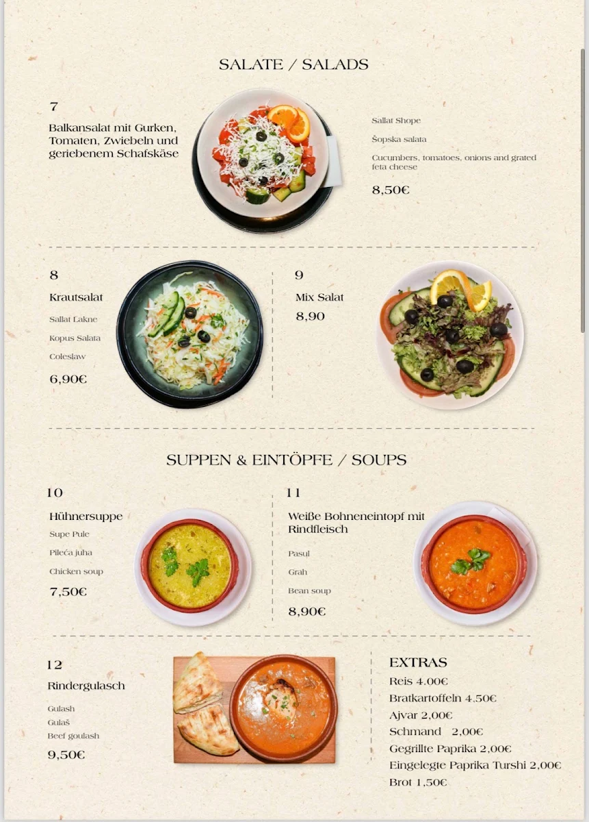 Speisekarte, Balkan Food Frankfurt