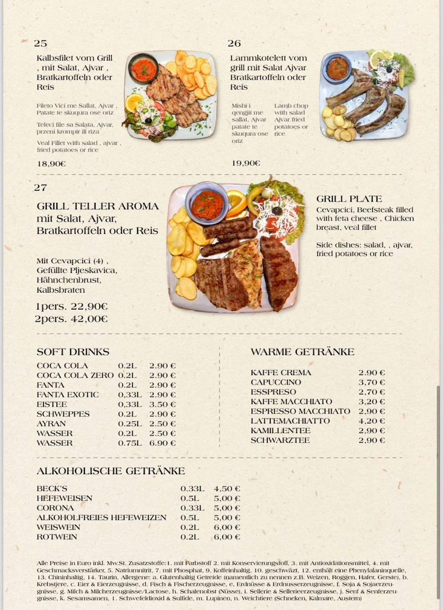 Speisekarte, Balkan Food Frankfurt
