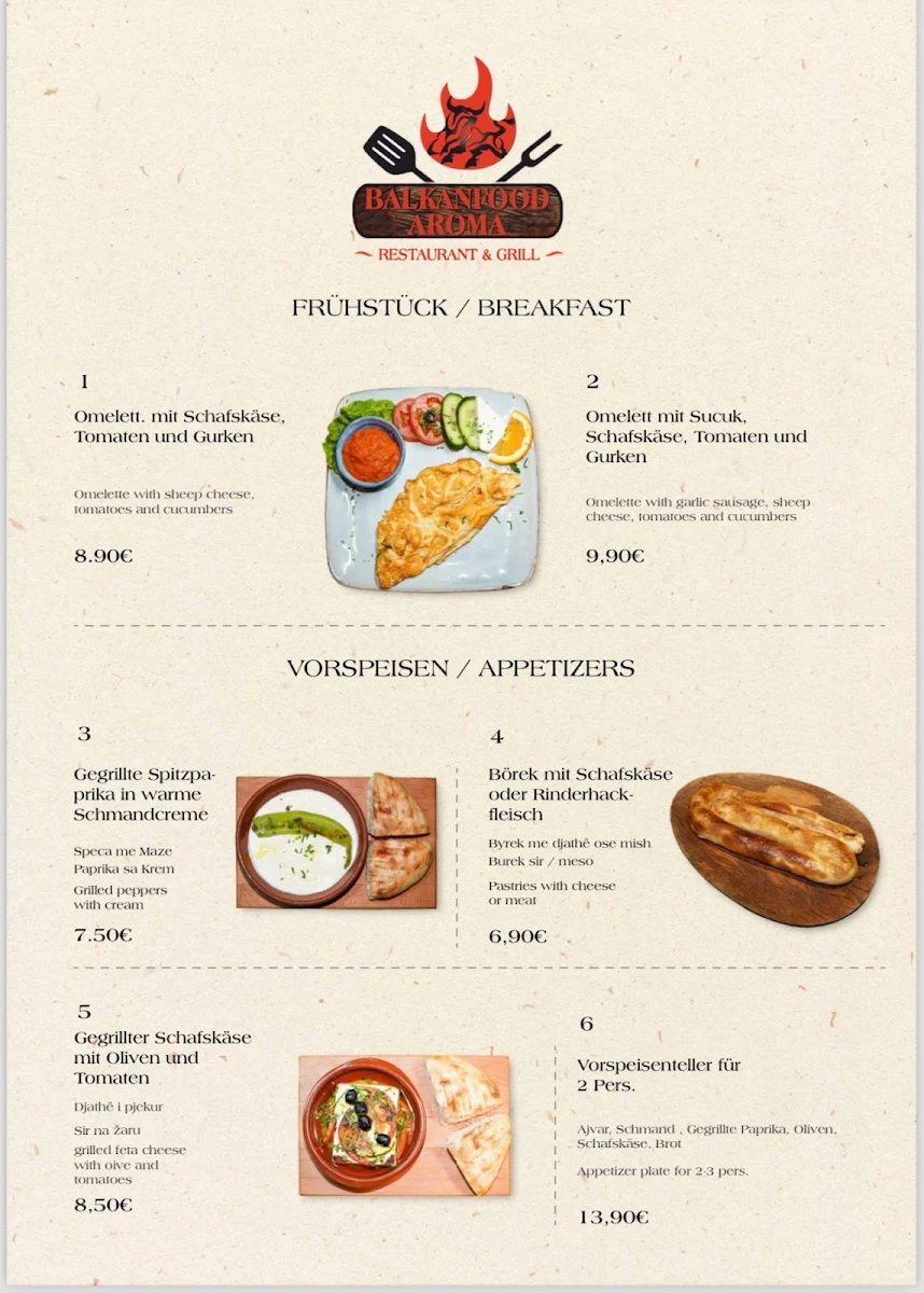 Speisekarte, Balkan Food Frankfurt