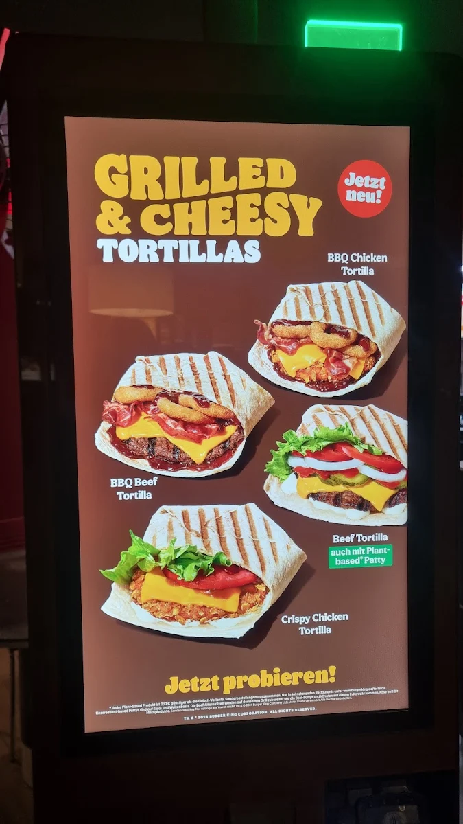 Speisekarte, Burger King Heidelberg