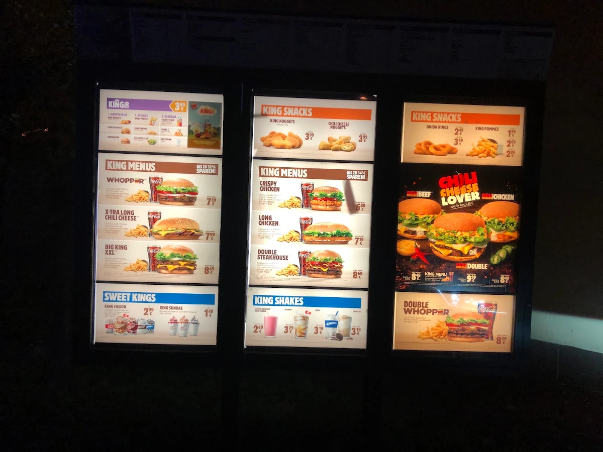 Speisekarte, Burger King Heidelberg