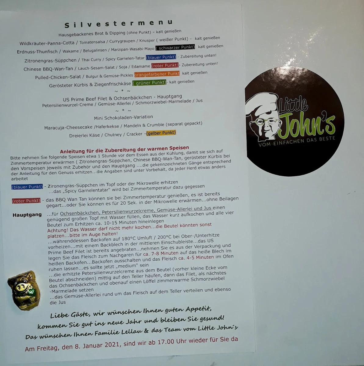 Speisekarte, Little John's