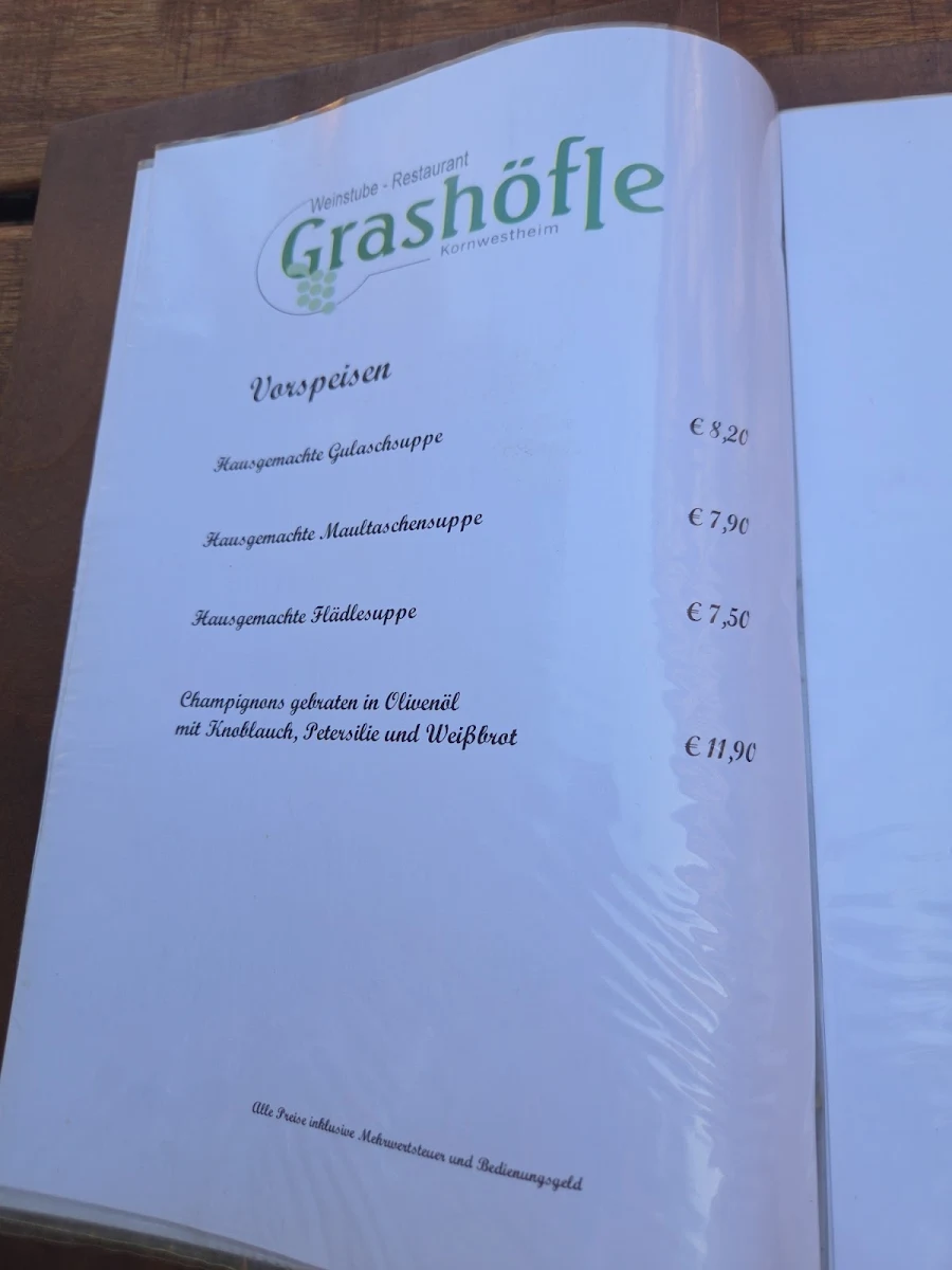 Speisekarte, Weinstube-Grashöfle-Restaurant