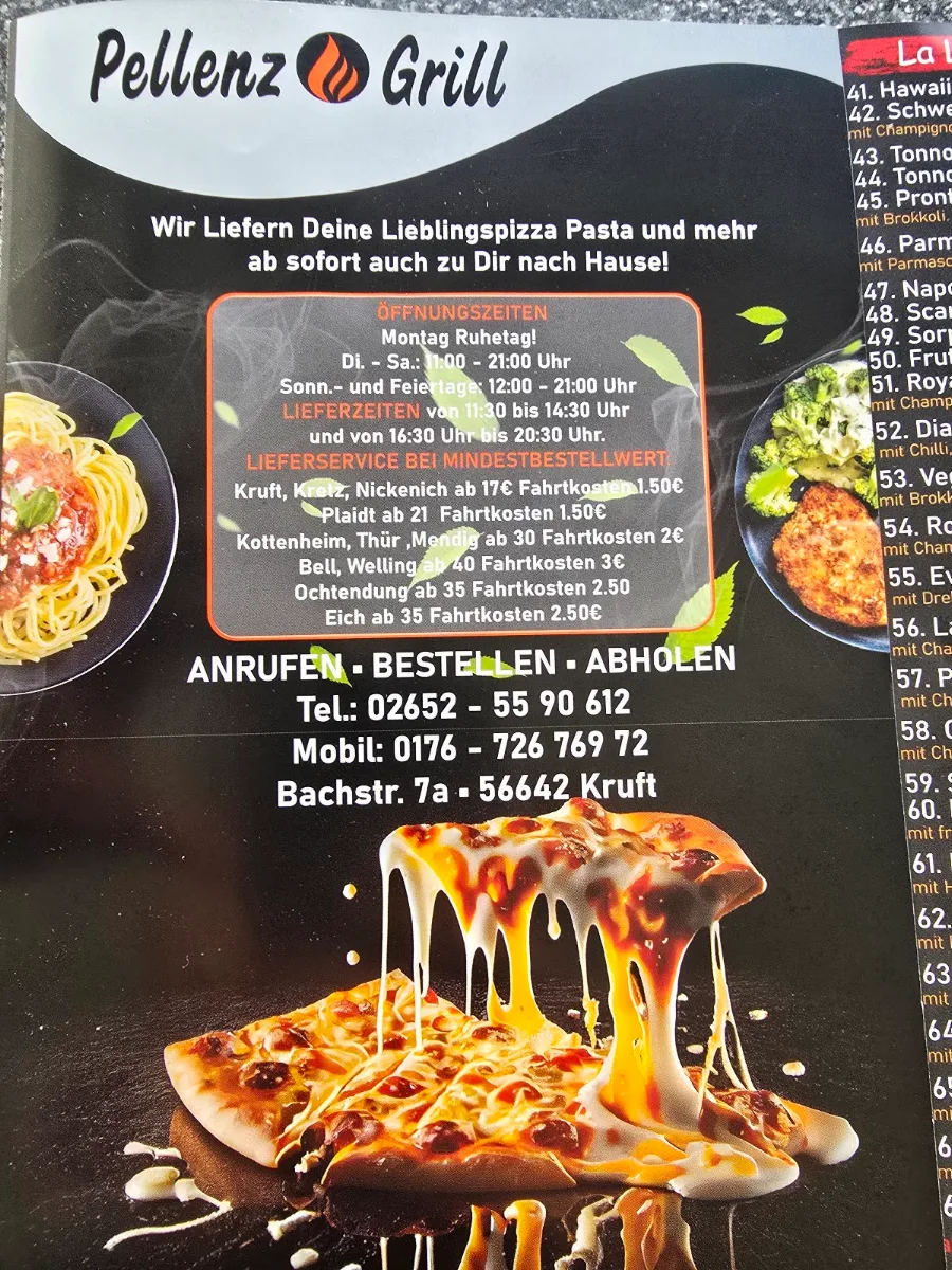 Speisekarte, Pellenz Grill