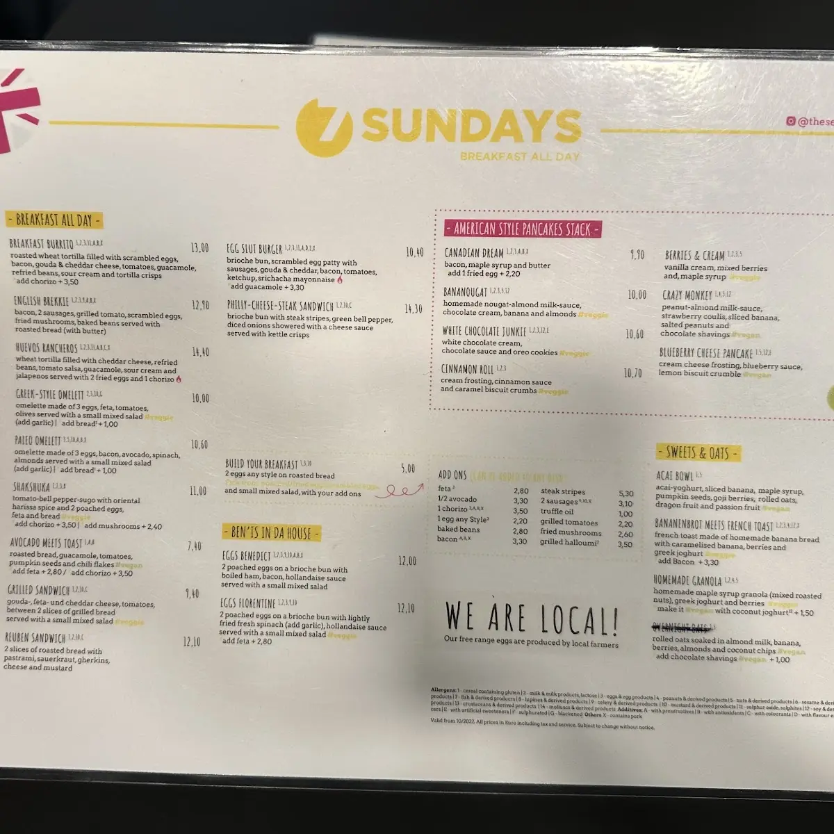 Speisekarte, Seven Sundays
