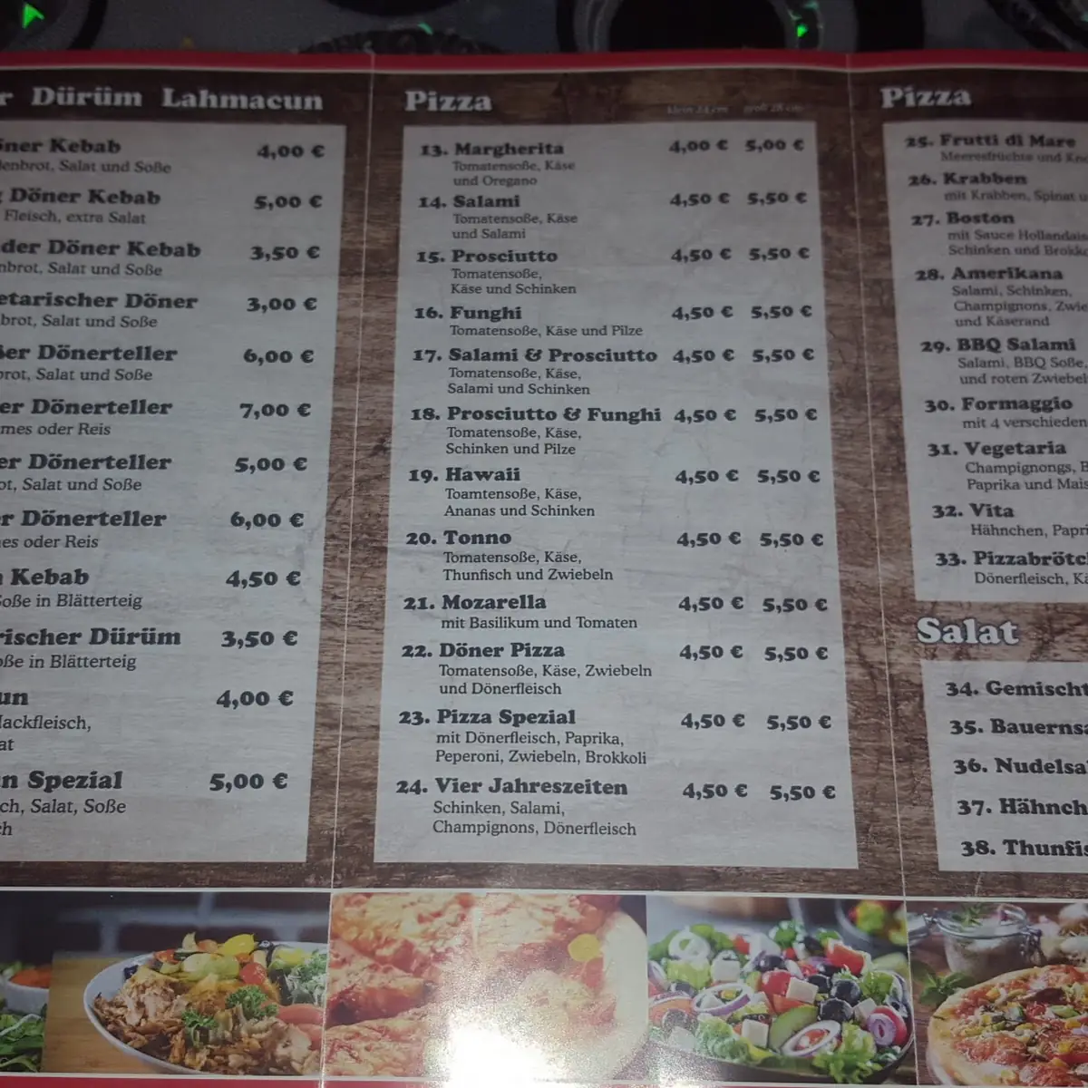 Speisekarte, Seda Döner Kebab Haus