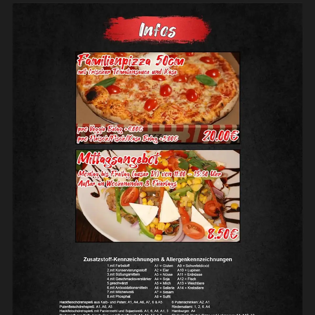 Speisekarte, Firat Pizza