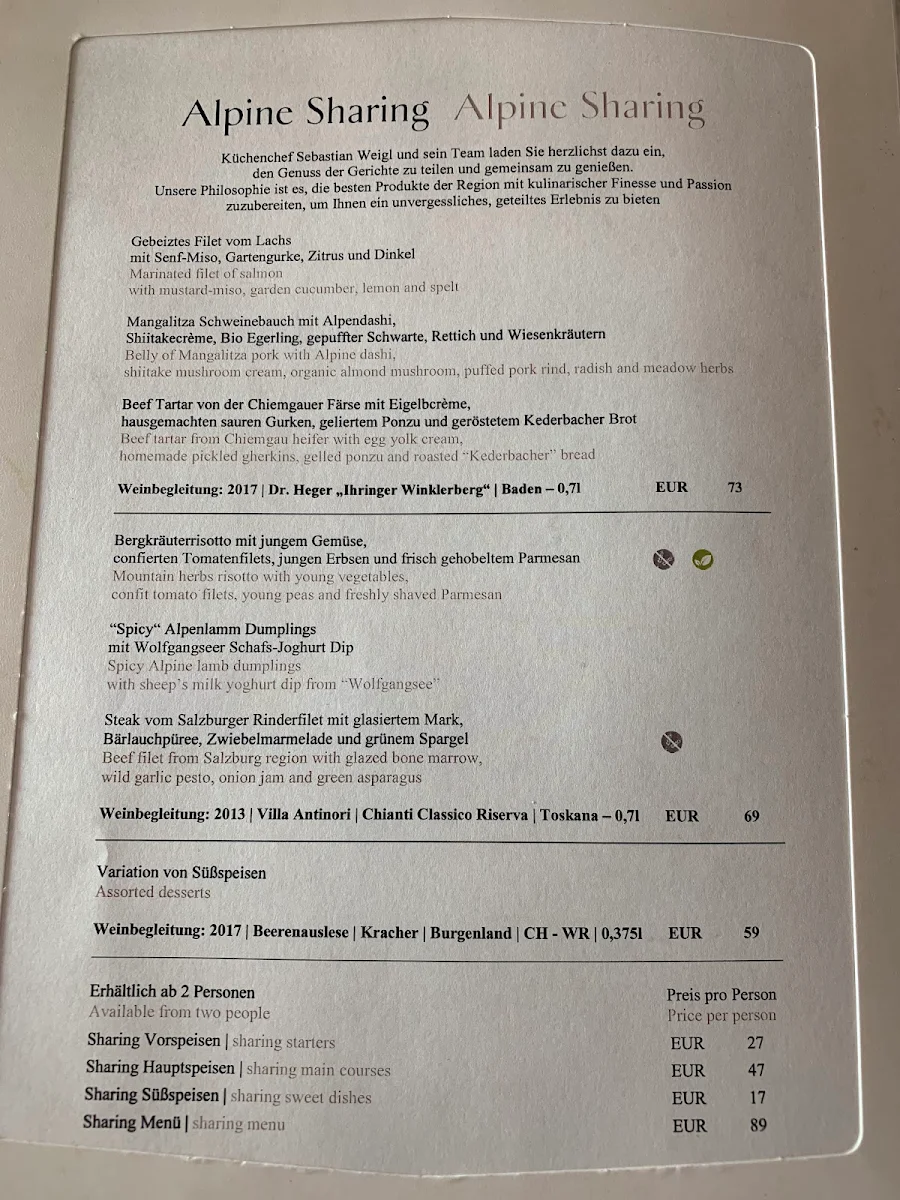 Speisekarte, Restaurant Johann Grill