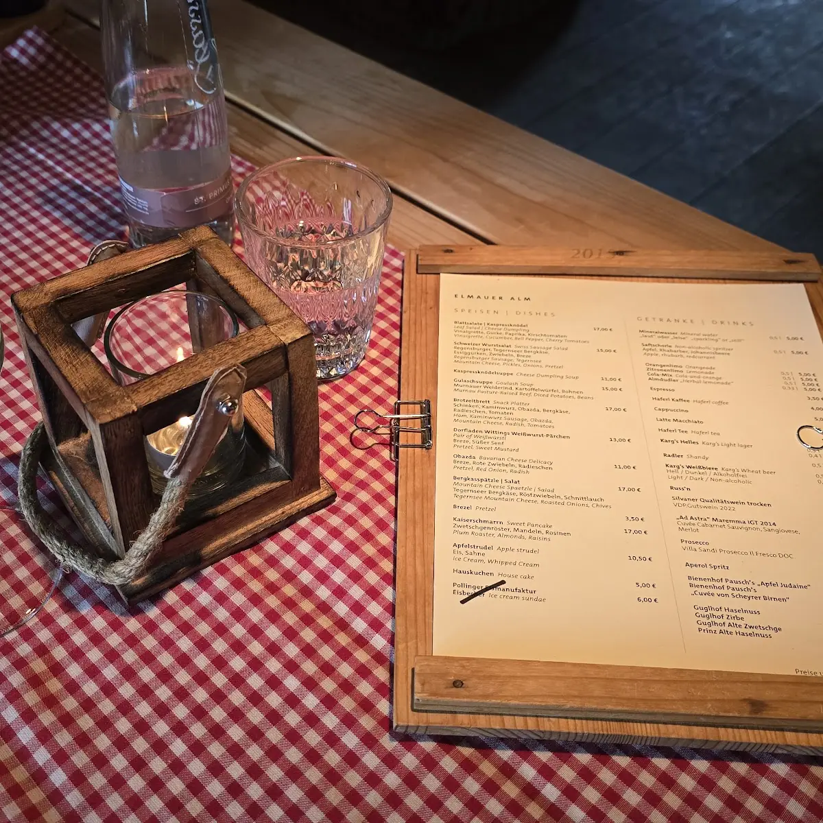 Speisekarte, Elmauer Alm