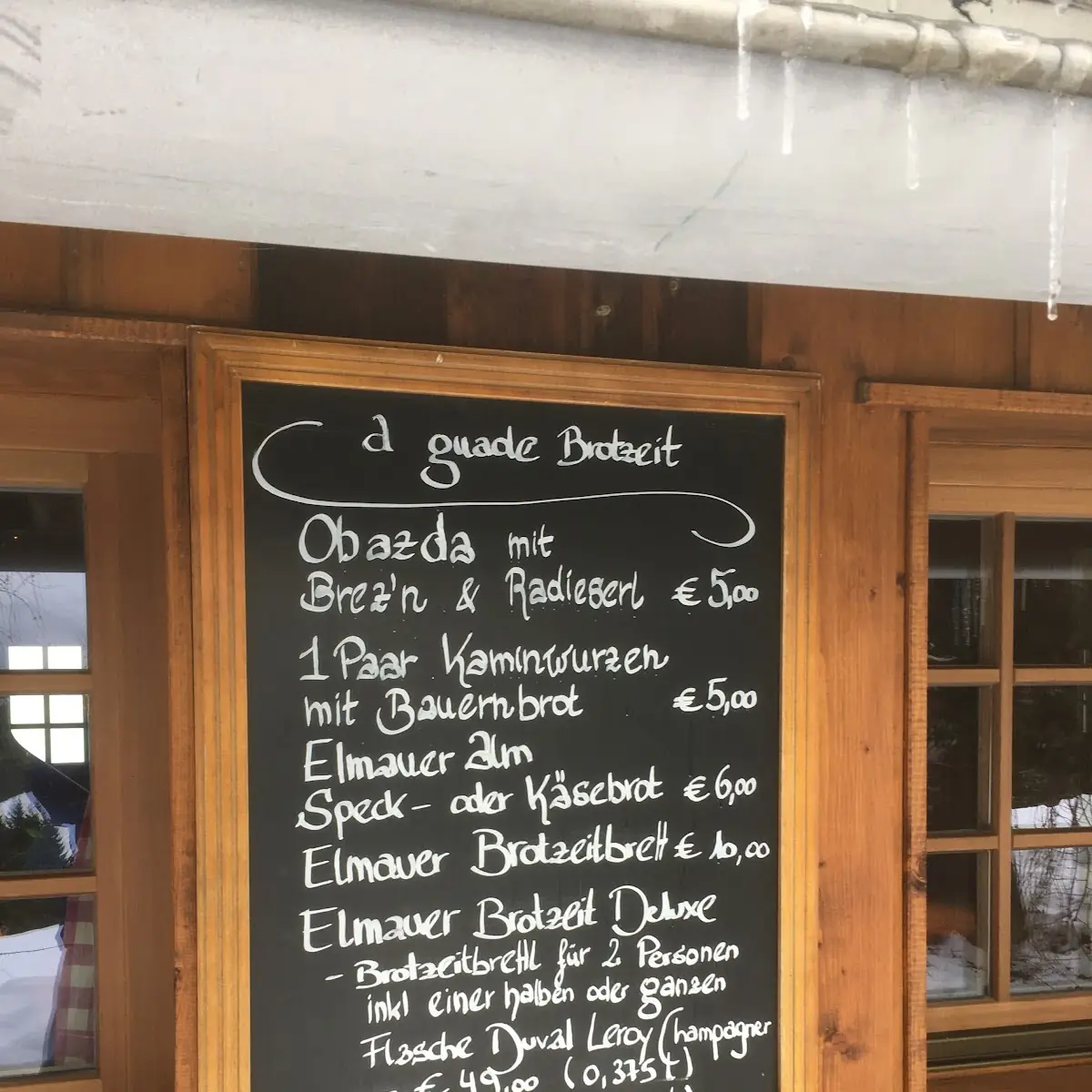 Speisekarte, Elmauer Alm