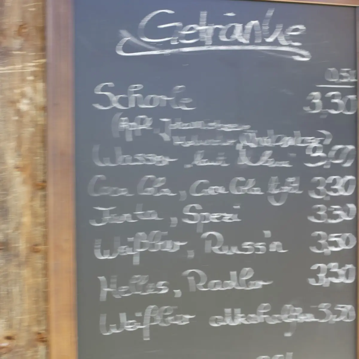 Speisekarte, Elmauer Alm