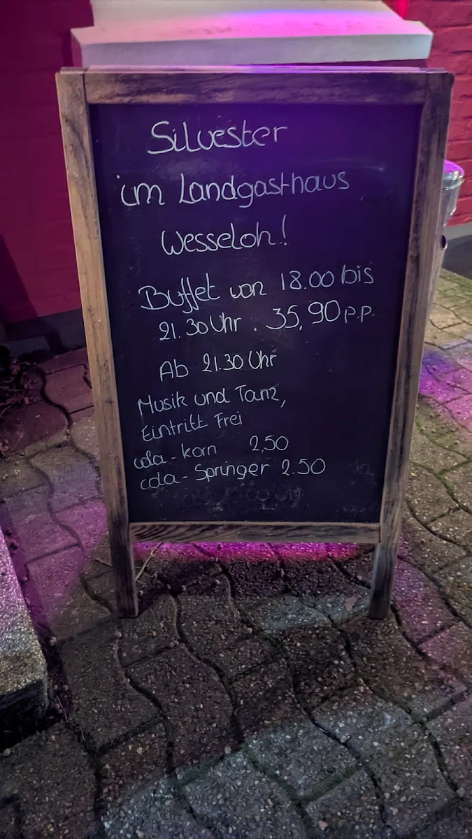 Speisekarte, Landgasthaus Wesseloh