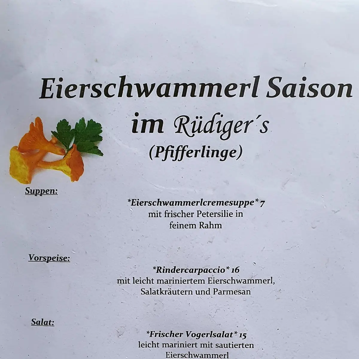 Speisekarte, Rüdiger's Berlin