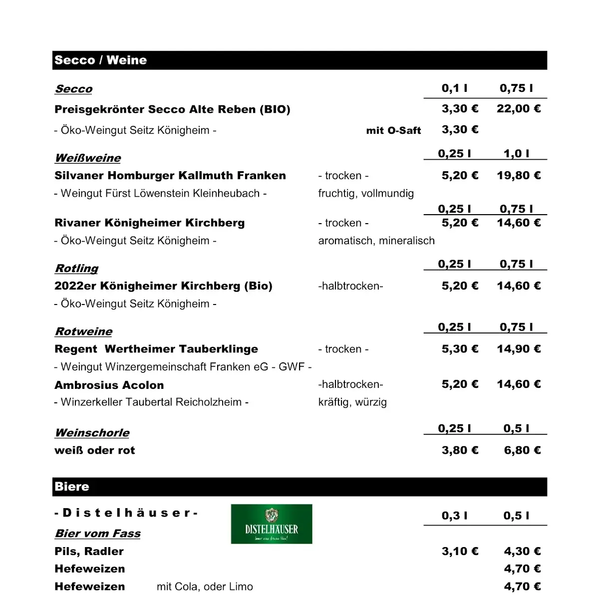 Speisekarte photo 1