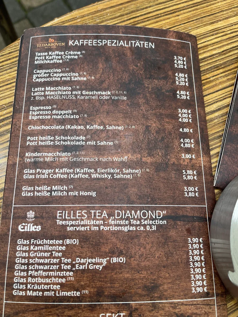 Speisekarte, Cafe Matthias Gelbke