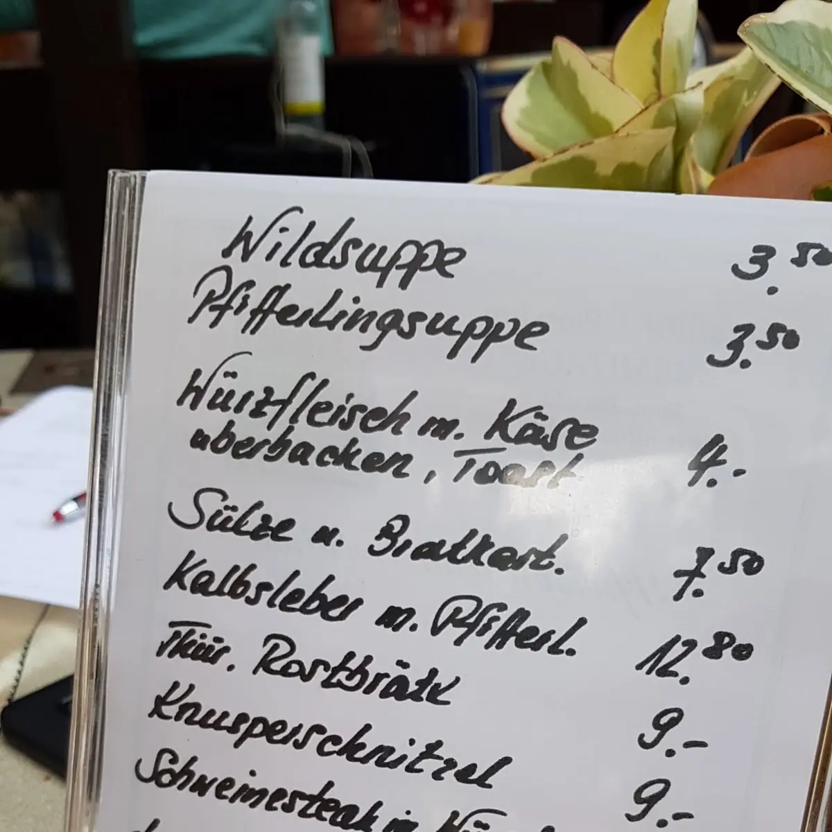 Speisekarte, Gasthof-Pension Eremitage