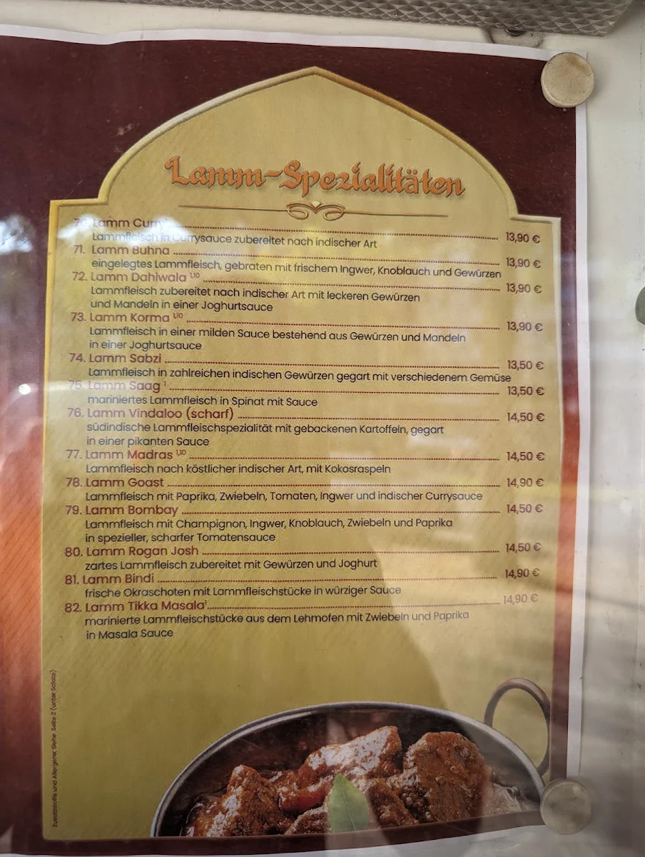 Speisekarte, Bombay