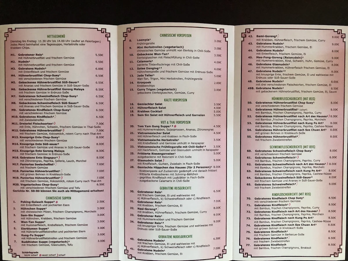 Speisekarte, Jade Drache Restaurant Taunusstein