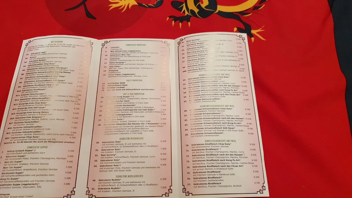 Speisekarte, Jade Drache Restaurant Taunusstein