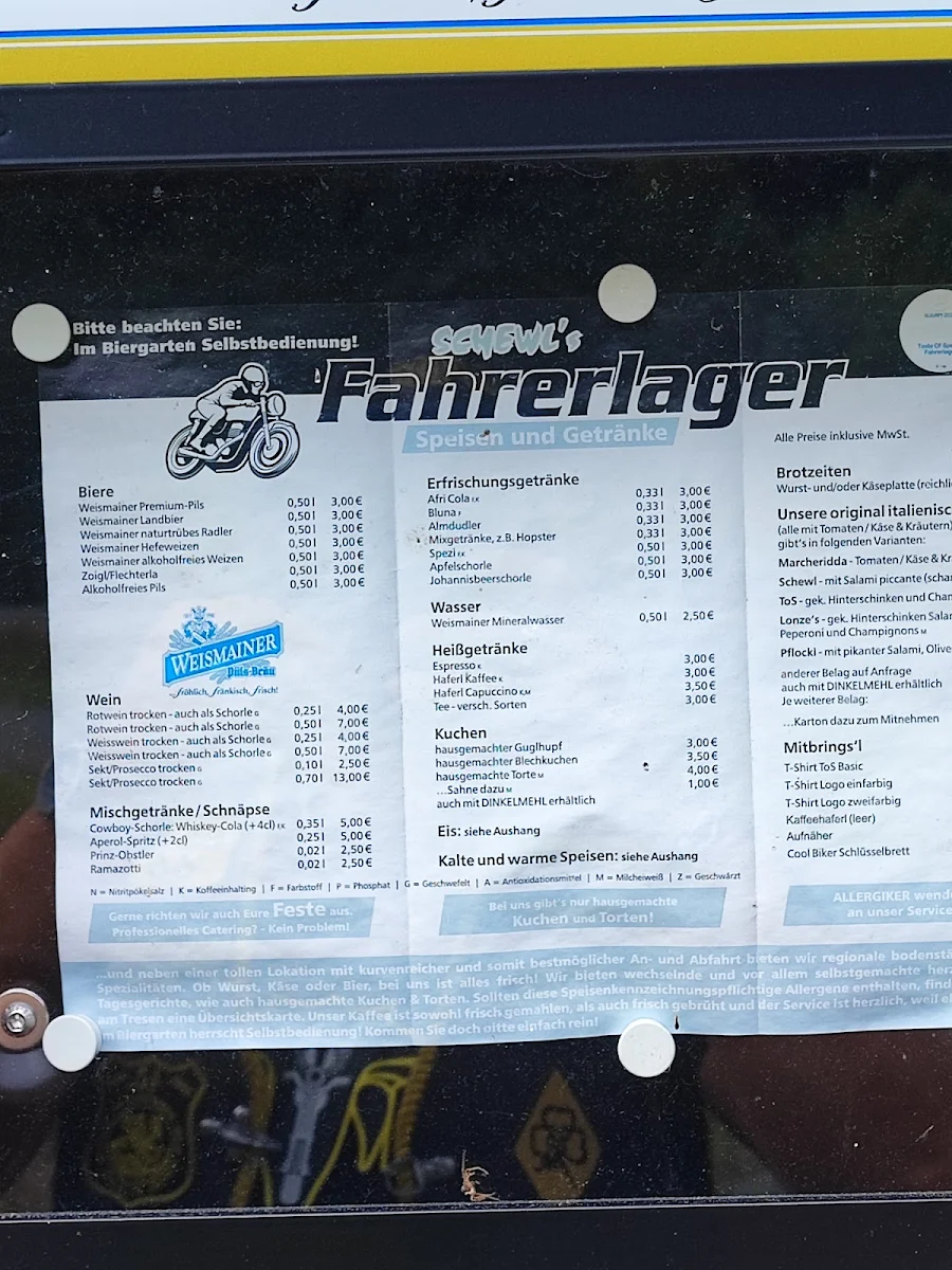 Speisekarte, Taste of Speed - Fahrerlager