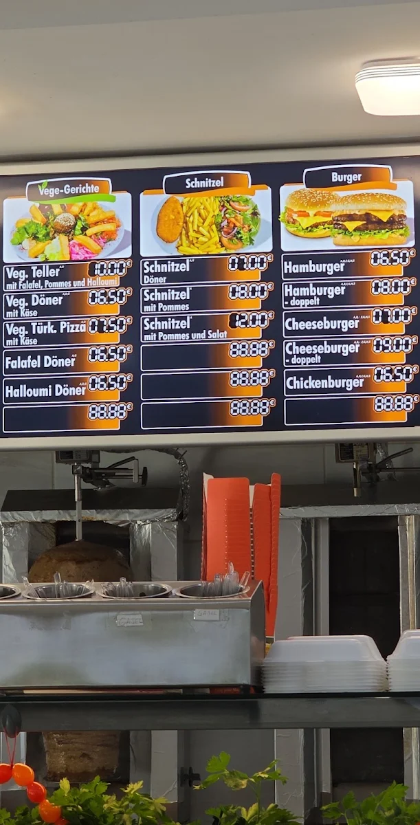 Speisekarte, kebab by yilmaz