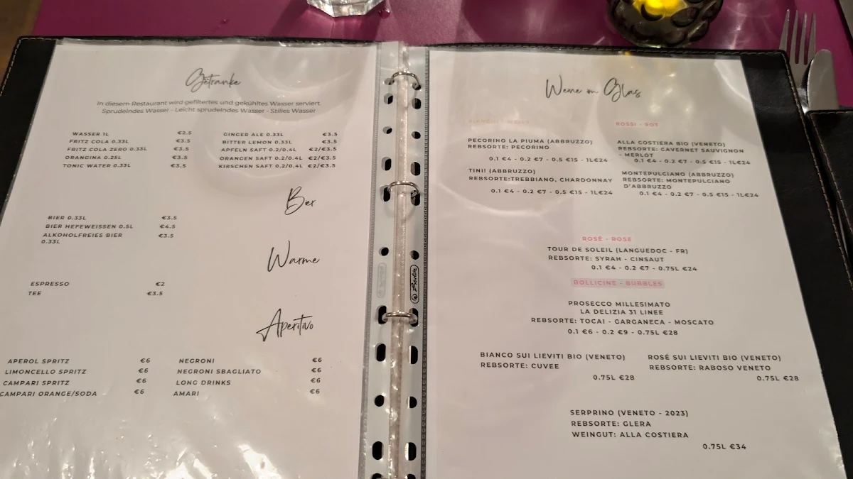Speisekarte, Osteria Tressanti