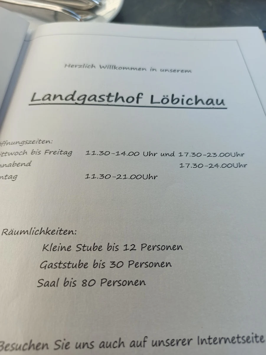 Speisekarte, Landgasthof Löbichau