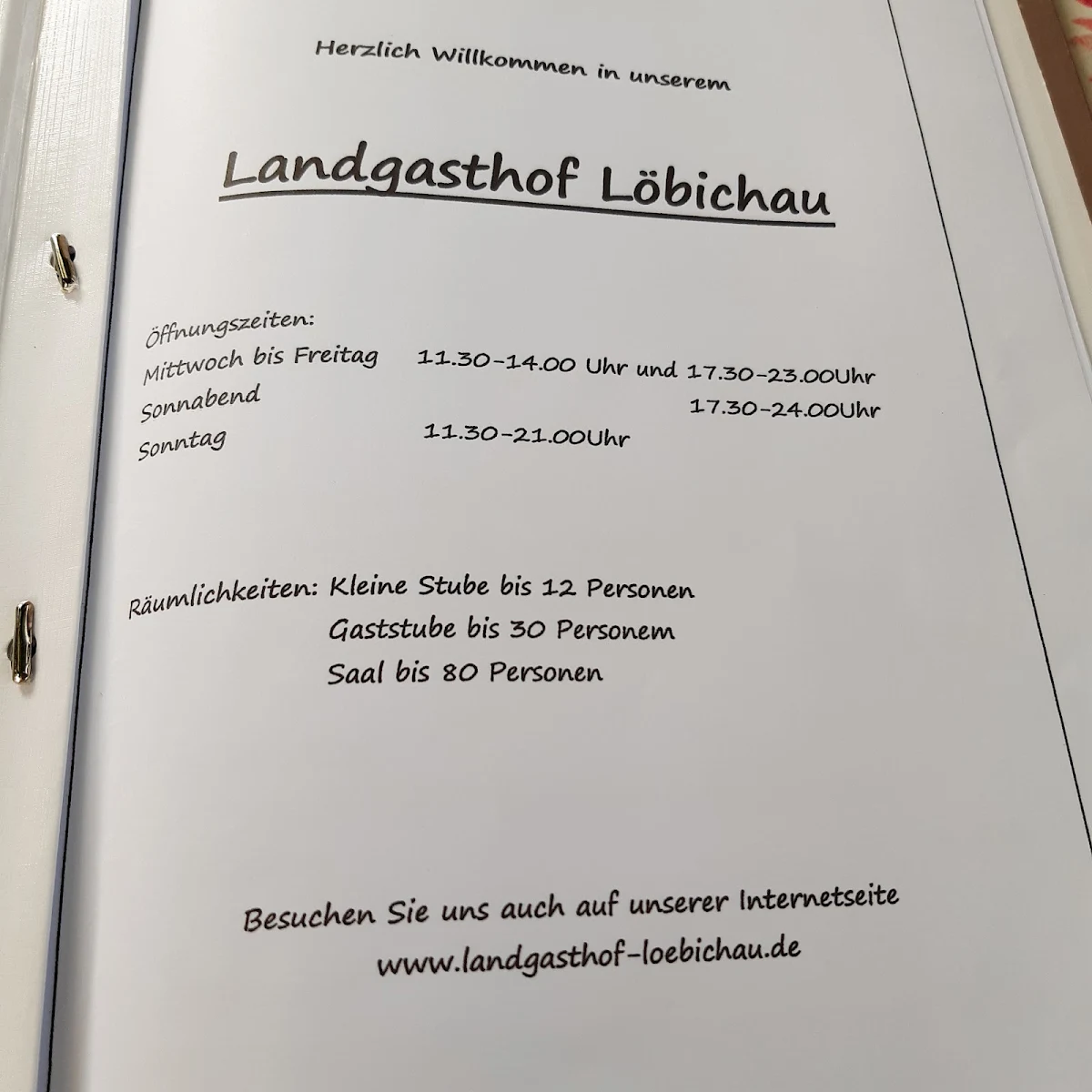 Speisekarte, Landgasthof Löbichau