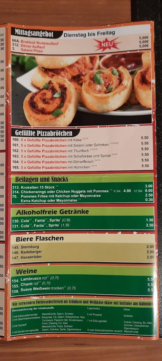 Speisekarte, Orient-Pizza-Service