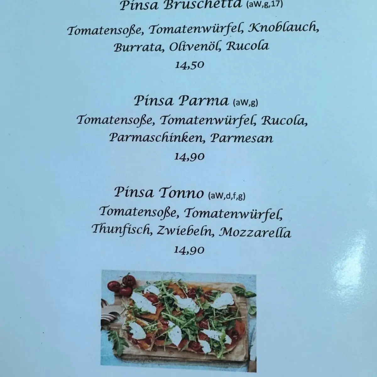 Speisekarte, Pippo´s DolceVita