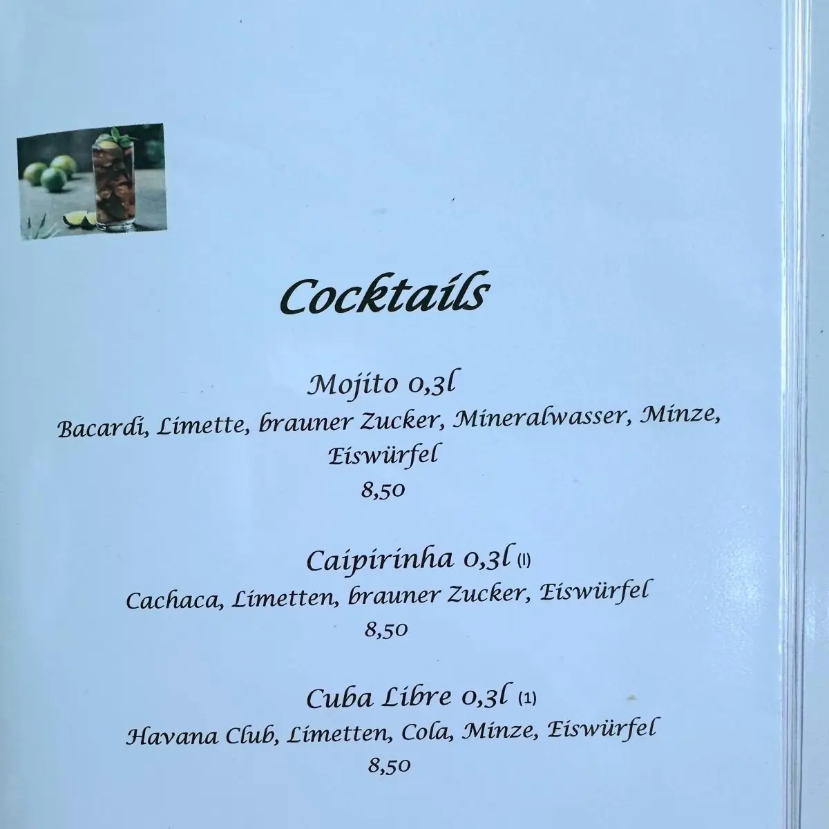 Speisekarte, Pippo´s DolceVita