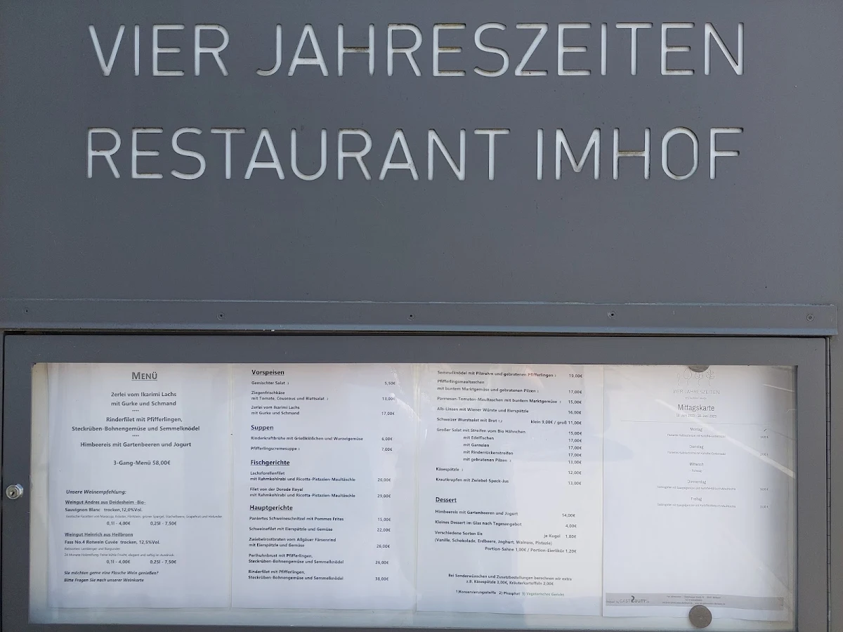 Speisekarte, Vier Jahreszeiten - Andreas Imhof