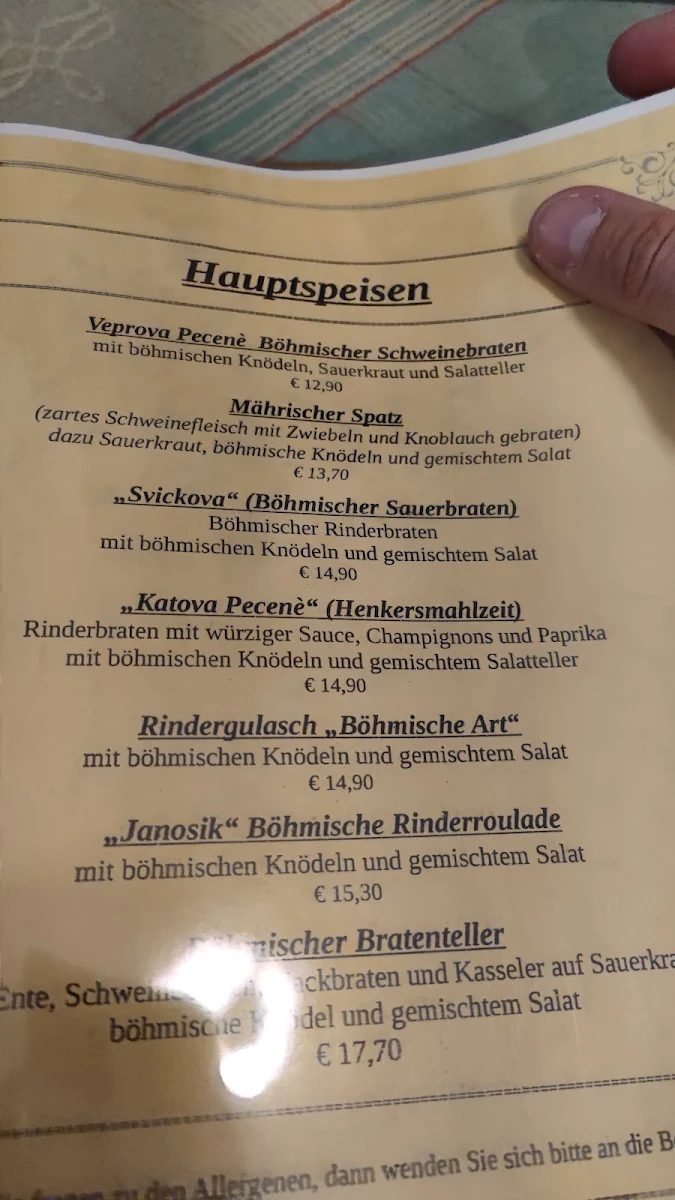 Speisekarte, Gaststätte Römming