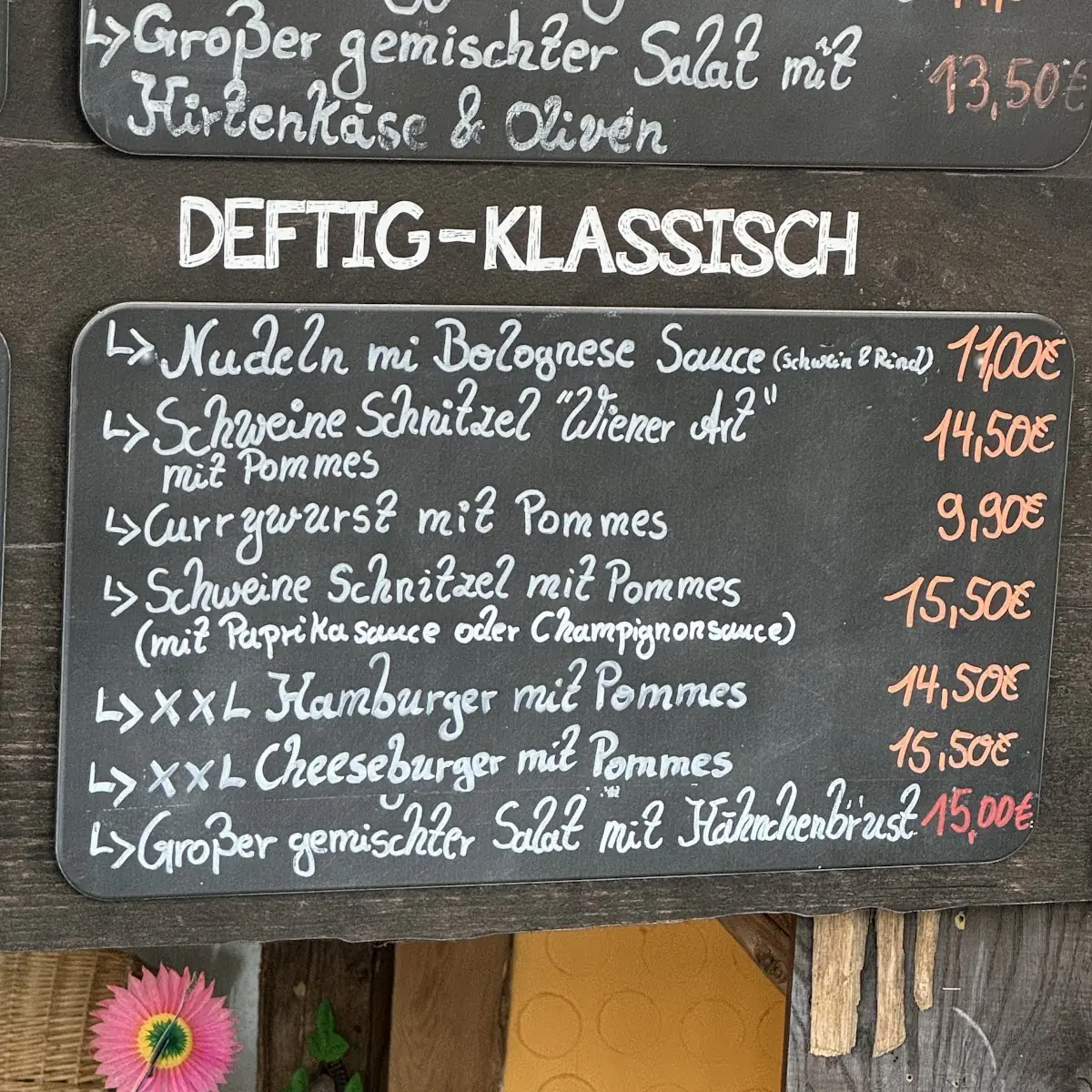 Speisekarte, Bocksberghütte Hahnenklee
