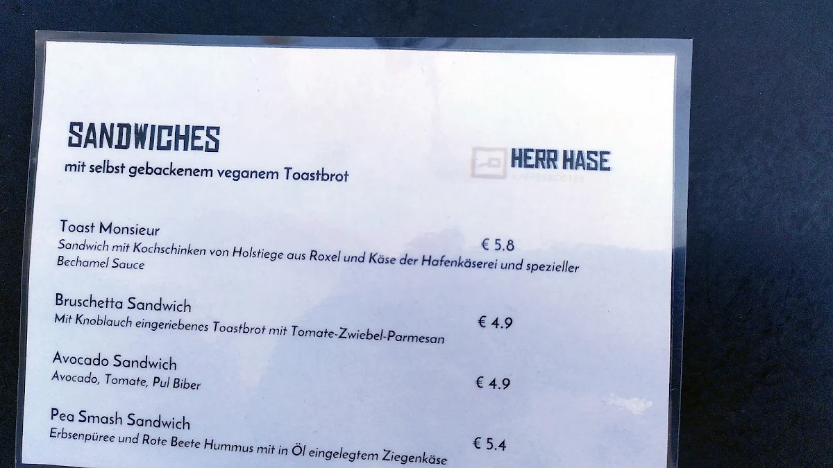 Speisekarte, Herr Hase Kaffeeröster - Kaffeebar