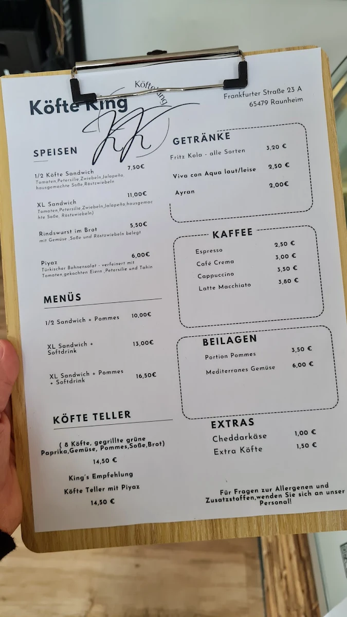 Speisekarte, Yee'Doy BARBECUE HOUSE