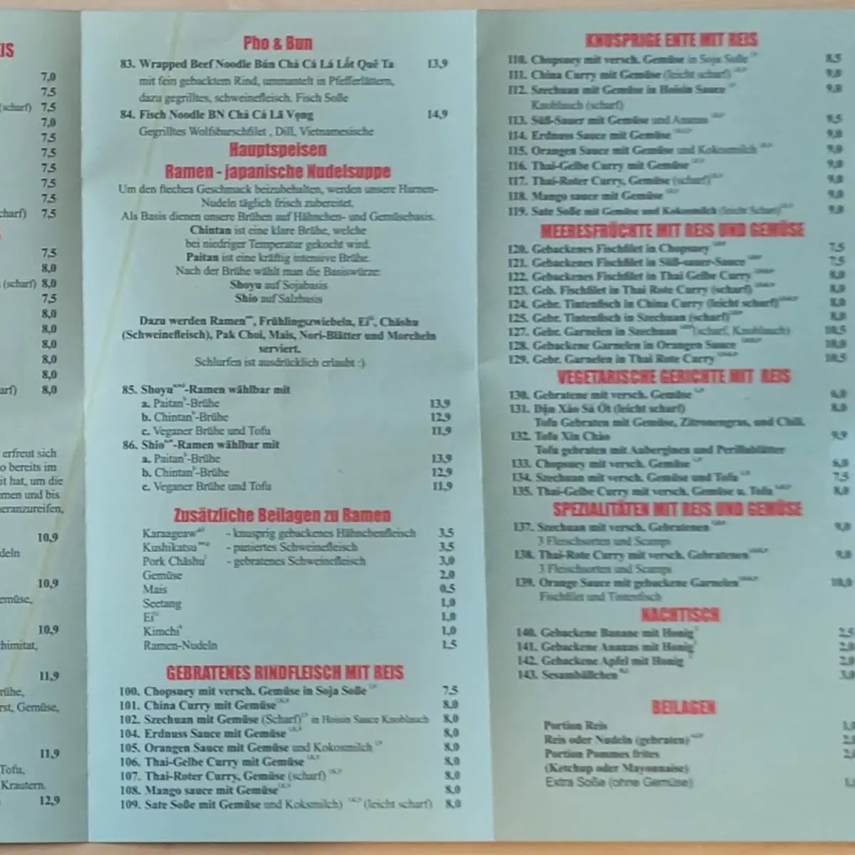 Speisekarte, Xin Chao Sushi Bar Haßfurt