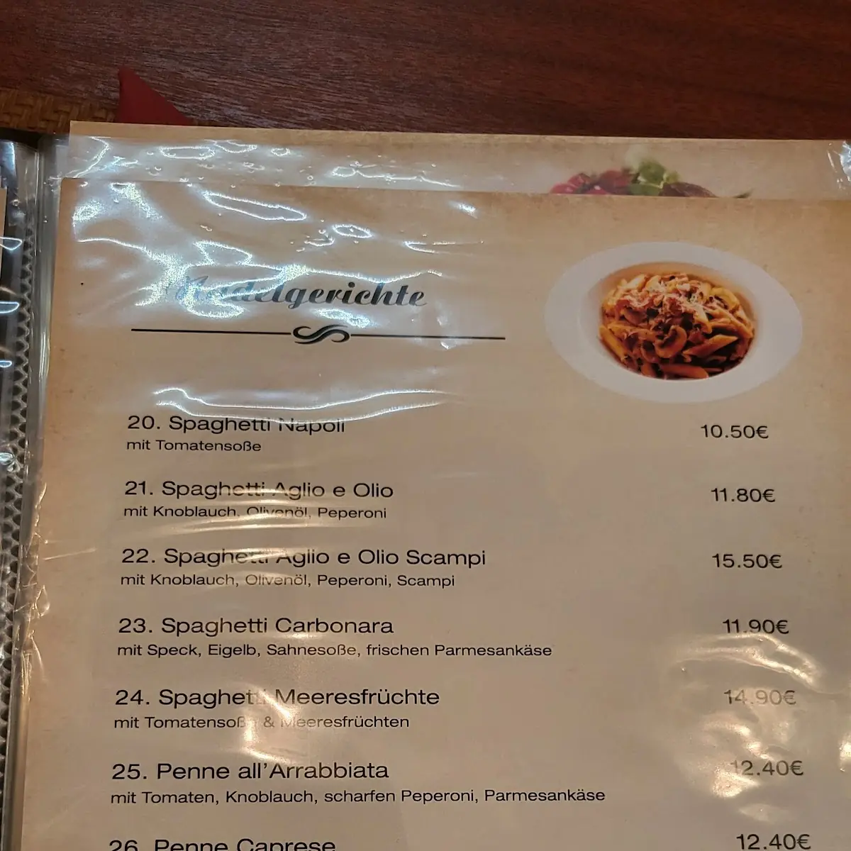 Speisekarte, Restaurant Haus Nori