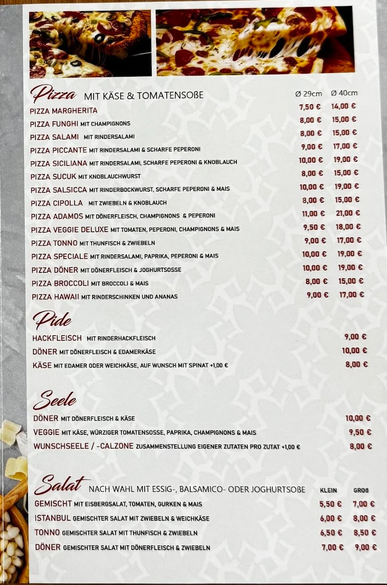 Speisekarte, ADAMOS Döner Kebap
