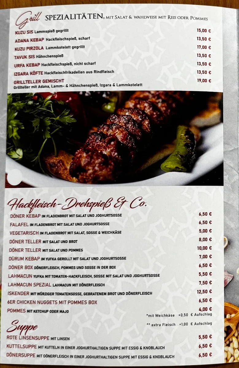 Speisekarte, ADAMOS Döner Kebap