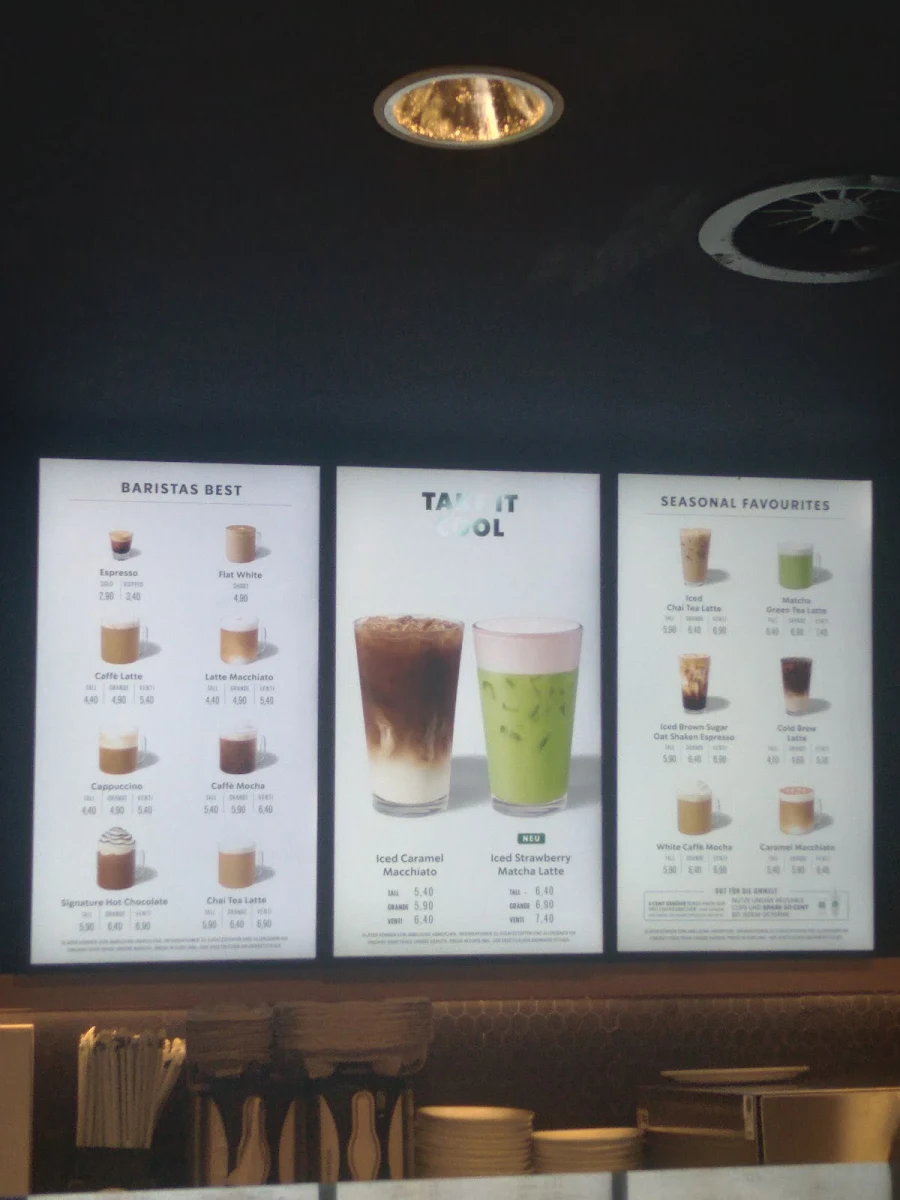 Speisekarte, Starbucks