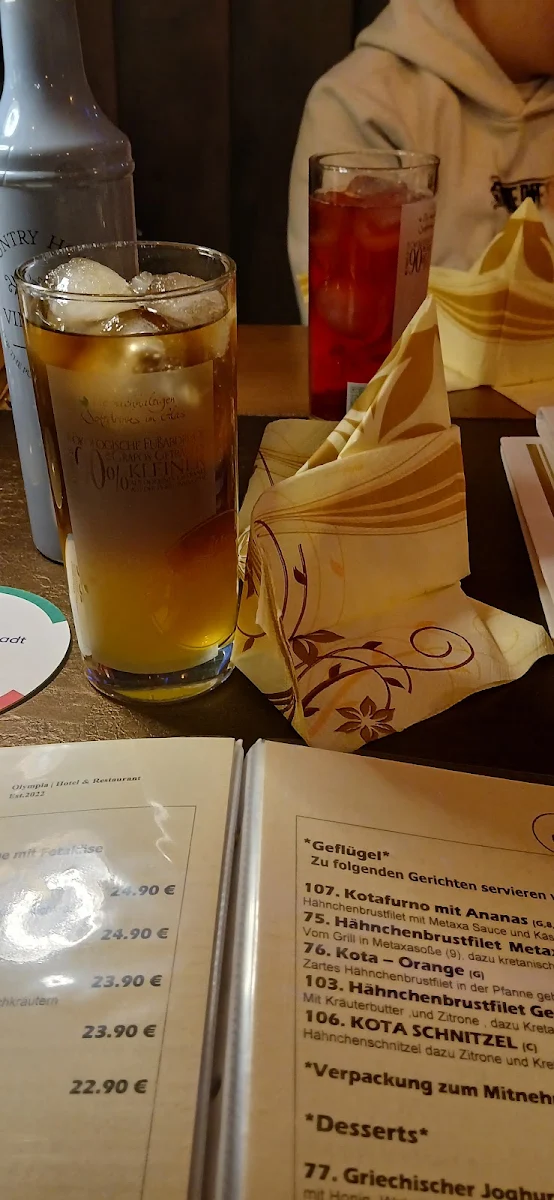 Speisekarte, Restaurant Olympia
