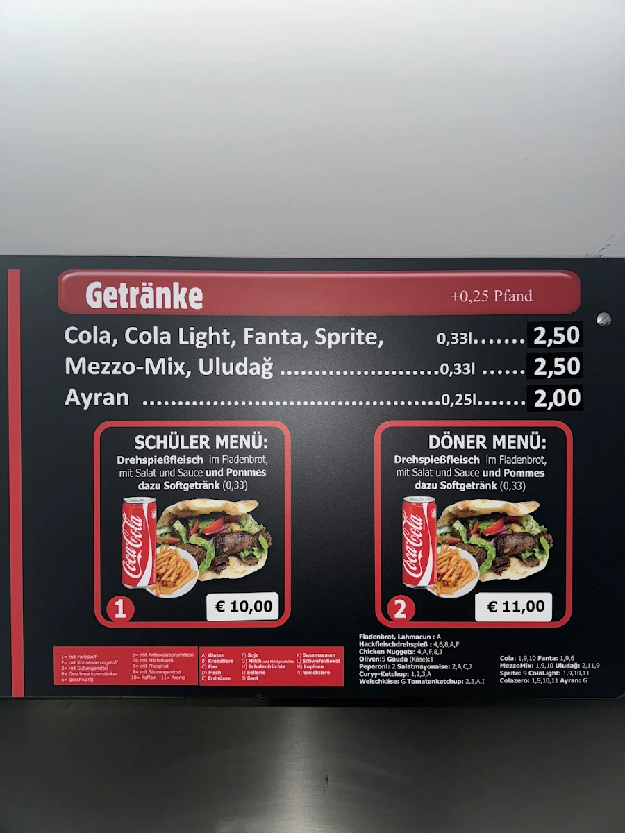 Speisekarte, Bros Döner